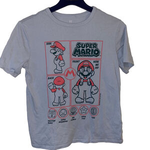 Boys GAP Super Mario Short Sleeve Tee L Gray Red